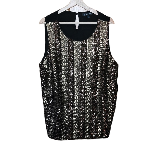 INC International Concepts Tops - INC International Concepts Black Gold Sequin Blouse tank top women's 2X NWT
